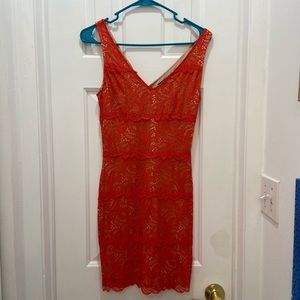 Coral lace BEBE dress